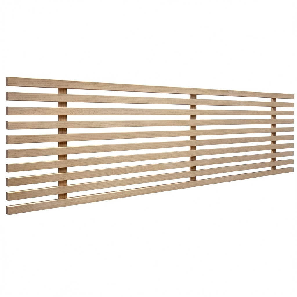 Lit, en panneaux de bois, coloris naturel, pour la chambre
