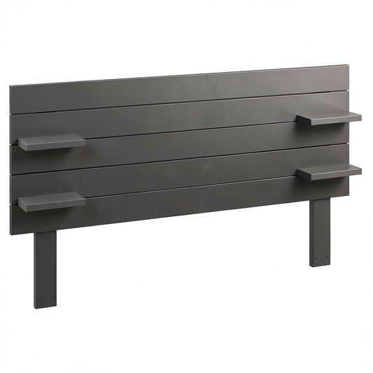 Lit, avec étagères, en panneaux de bois, coloris gris, pour la chambre