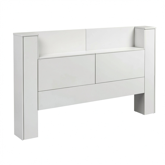 Lit, avec rangement, avec étagères, avec éclairage LED, 160 x 16,5 x 103,5 cm, coloris blanc, pour la chambre