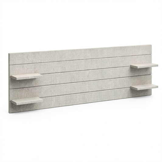 Lit, avec étagères, en panneaux de bois, coloris beige, pour la chambre